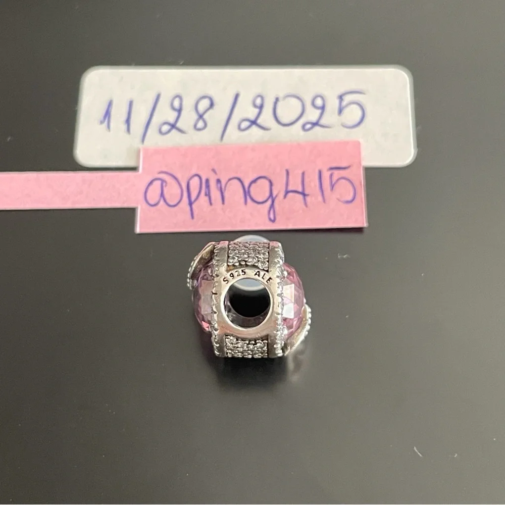 Pandora Valentine Double Heart Pink Radiant Charm - Picture 5 of 9